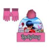 Detská čiapka s rukavicami Ladybug 52-54 cm Veľkosť Ružová (Farba Ružová, Veľkosť 52-54 cm Veľkosť)