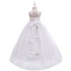 Detské spoločenské šaty pre prijímanie s vlečkou (Farba Biela, Veľkosť 140 Veľkosť)