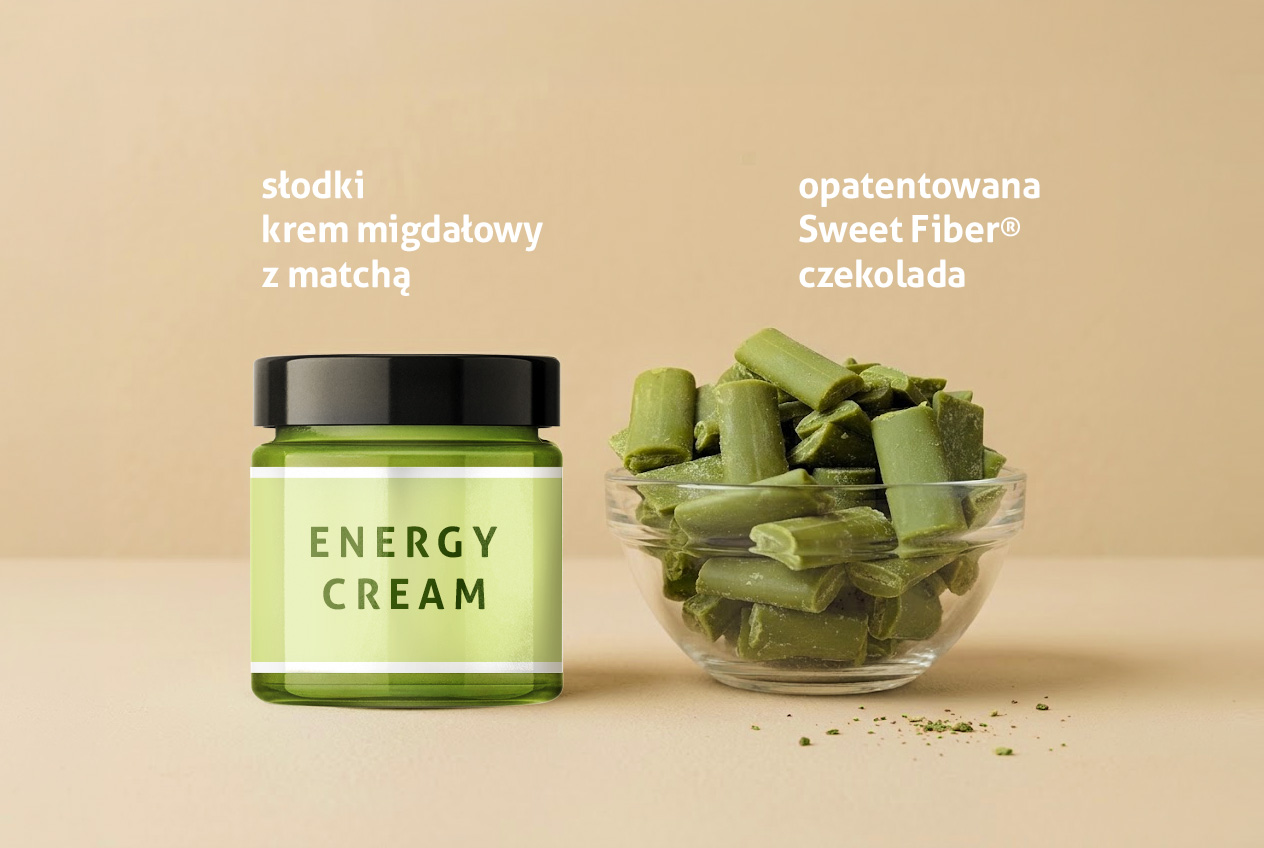 Energy Cream i czekolada Sweet Fiber z matchą
