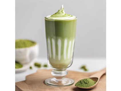matcha latte s bielou cokoladou