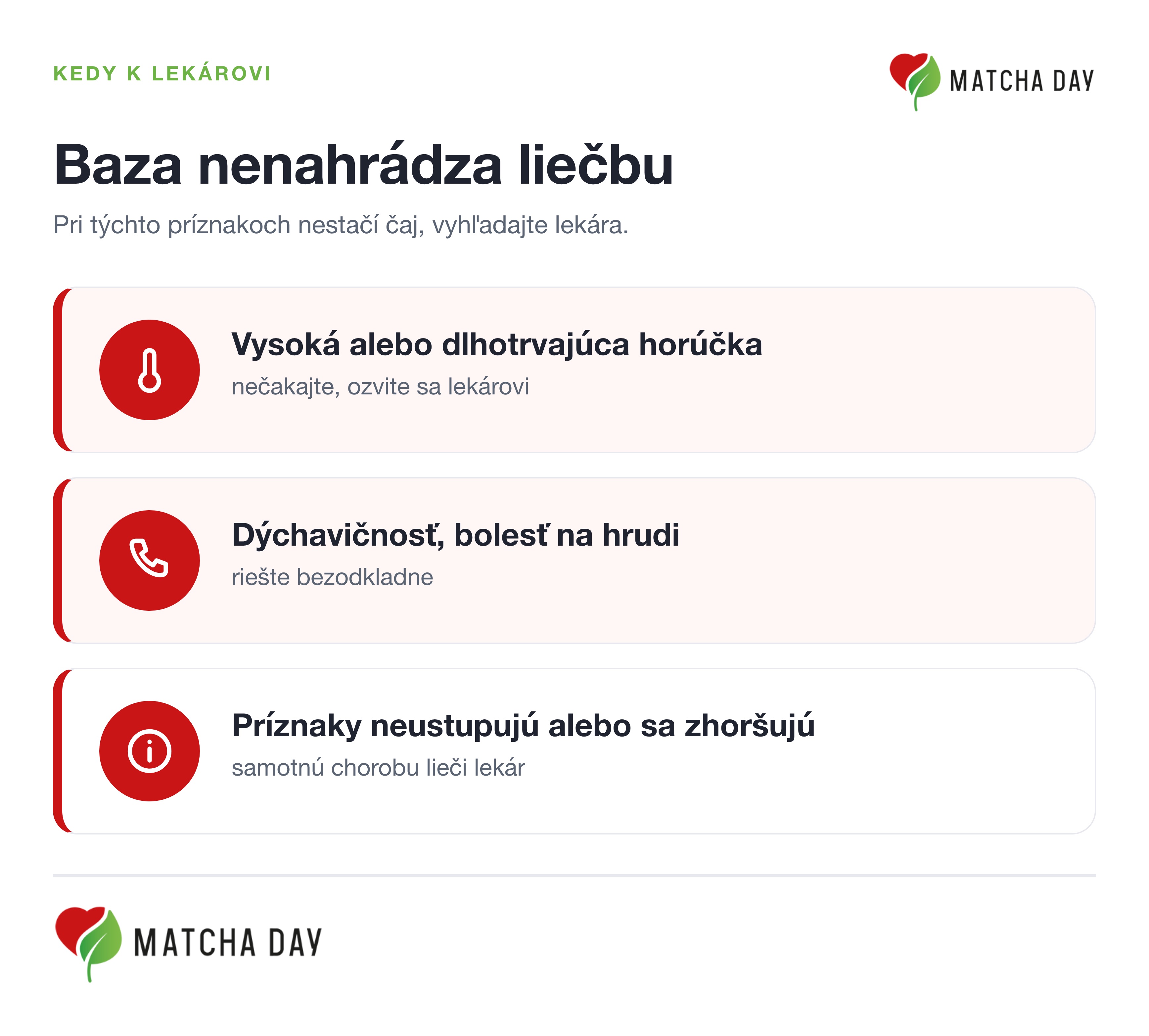 Infografika, kedy pri nachladnutí vyhľadať lekára: vysoká alebo dlhotrvajúca horúčka, dýchavičnosť či bolesť na hrudi, neustupujúce alebo zhoršujúce sa príznaky.