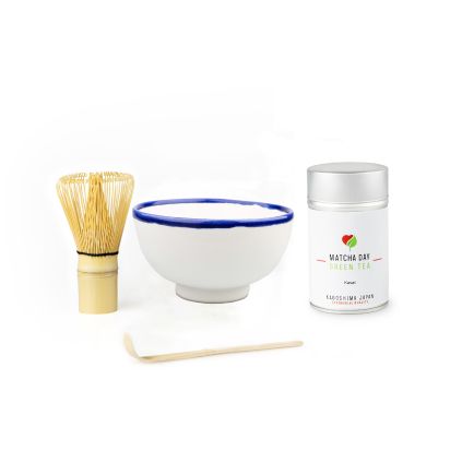 Matcha čaj set kasai plech biely2