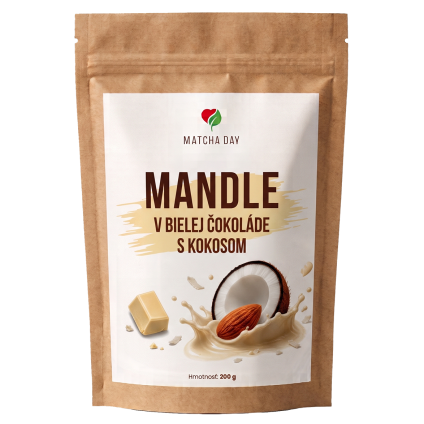mandle v bielej cokolade kokos