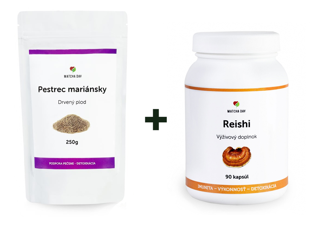 Balík Detox pečene (Pestrec mariánsky 3x 250g + Reishi 90 kapsúl) - Matcha Day