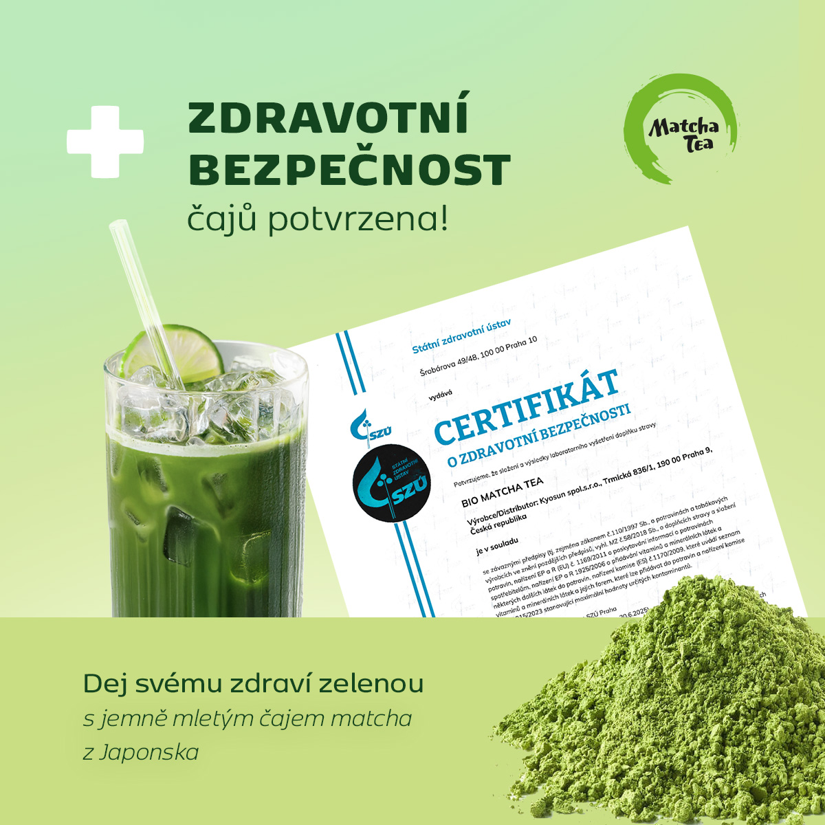 Značka Matcha Tea získává certifikát bezpečnosti potravin od SZÚ
