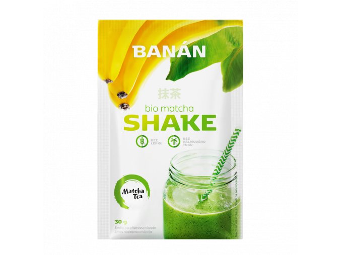 bio matcha tea shake banan 30 g energie sport japonskolahodny napoj plny energie zdrava snidane sportovni vykon