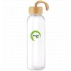 Matcha Glass Bottle skleněná láhev z lime glass 0,5 litru s skvěle těsnícím bambusovým víčkem a s poutkem