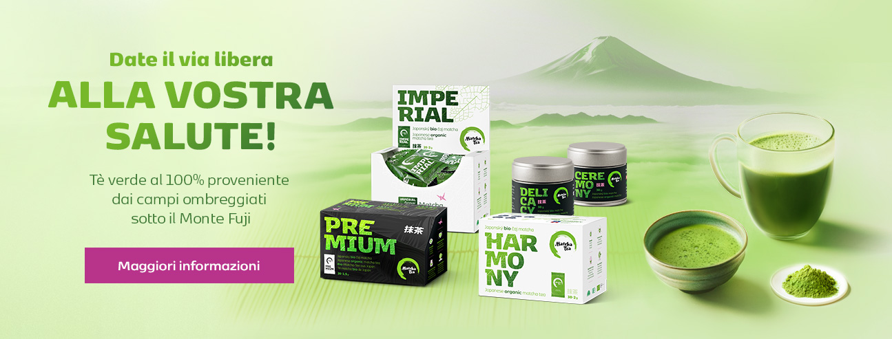 Il tè Matcha è un tè verde giapponese di alta qualità, ricco di antiossidanti che stimolano il metabolismo. Il tè Matcha non solo è ideale per ricaricare le batterie, ma aumenta anche la capacità di concentrazione e calma la mente.