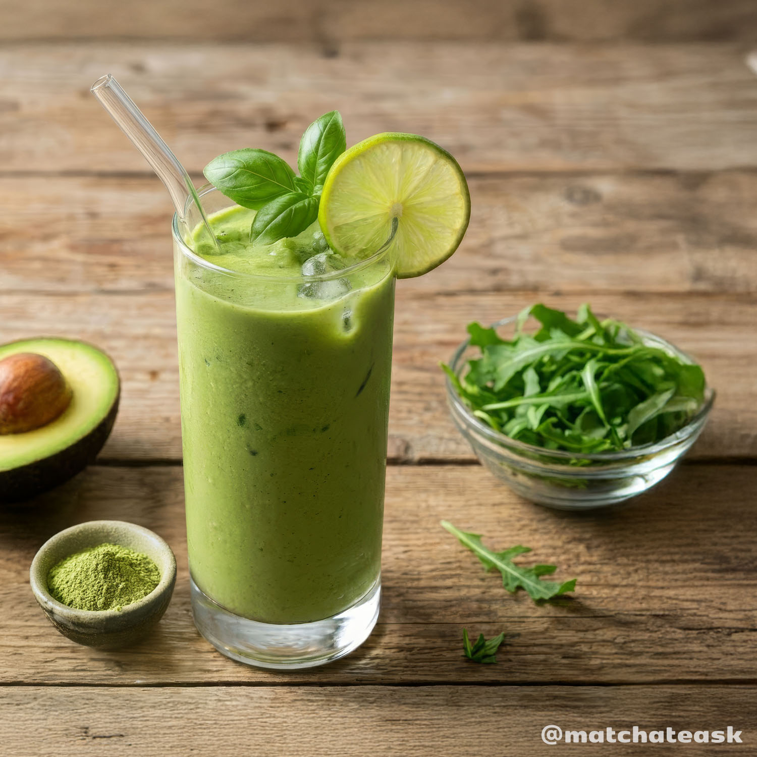 Matcha smoothie s rukolou