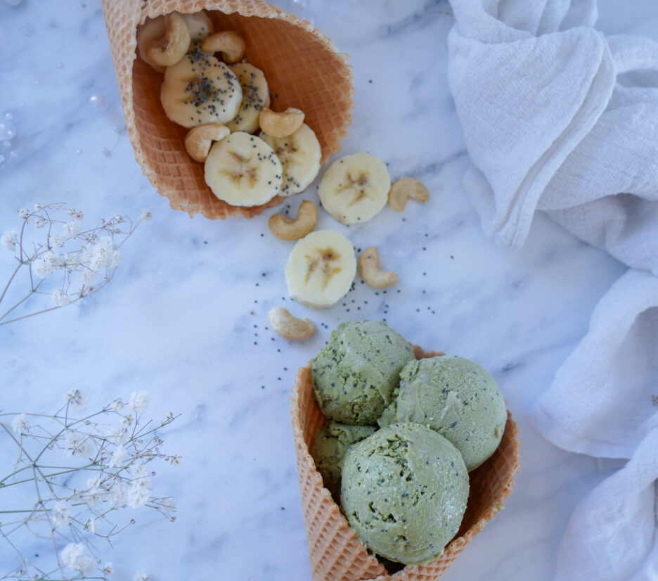 Matcha vegánska maková zmrzlina
