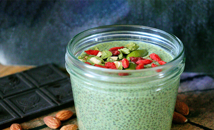 Chia puding s Matcha Tea