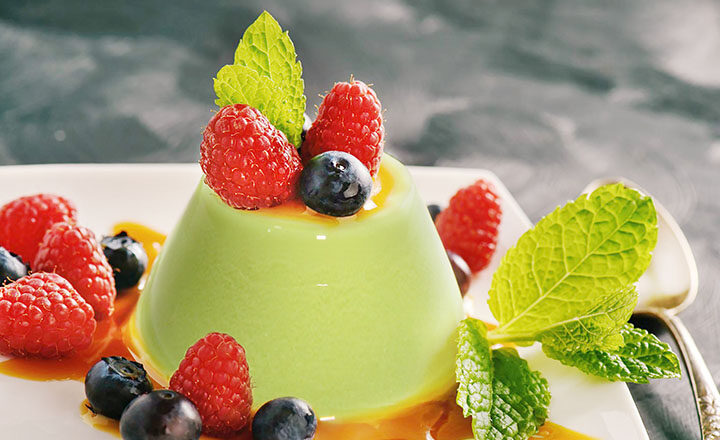 Panna cotta s Matcha Tea