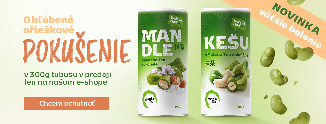 Lahodné oriešky v čokoláde s pravým japonským matcha. Dokonalá kombinácia chutí, o ktorú sa oplatí podeliť. 300g balenie v tube môžete použiť aj ako darček pre blízkeho.