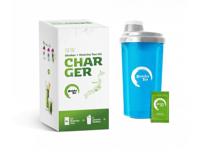 Praktická sada Charger S500 obsahuje Bio Matcha Tea a 500ml šejker S500