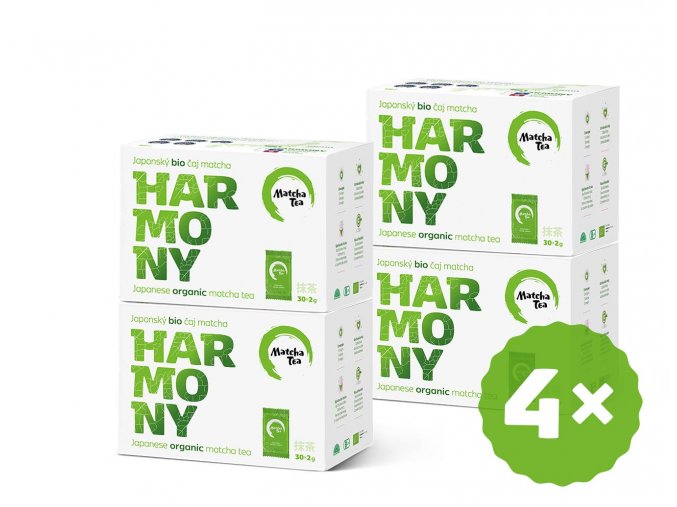 Bio Matcha Tea Harmony 4pack - original japonsky matcha vyhodne mlety zeleny caj napoj vyhodne baleni
