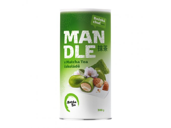 mandle v matcha tea čokoláde 300 g praktická tuba zdravé orechy