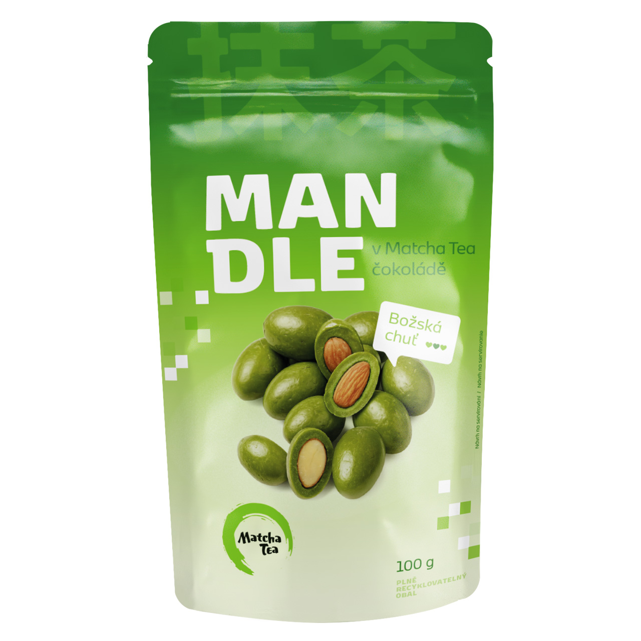 Mandle v Matcha Tea čokoláde 100 g