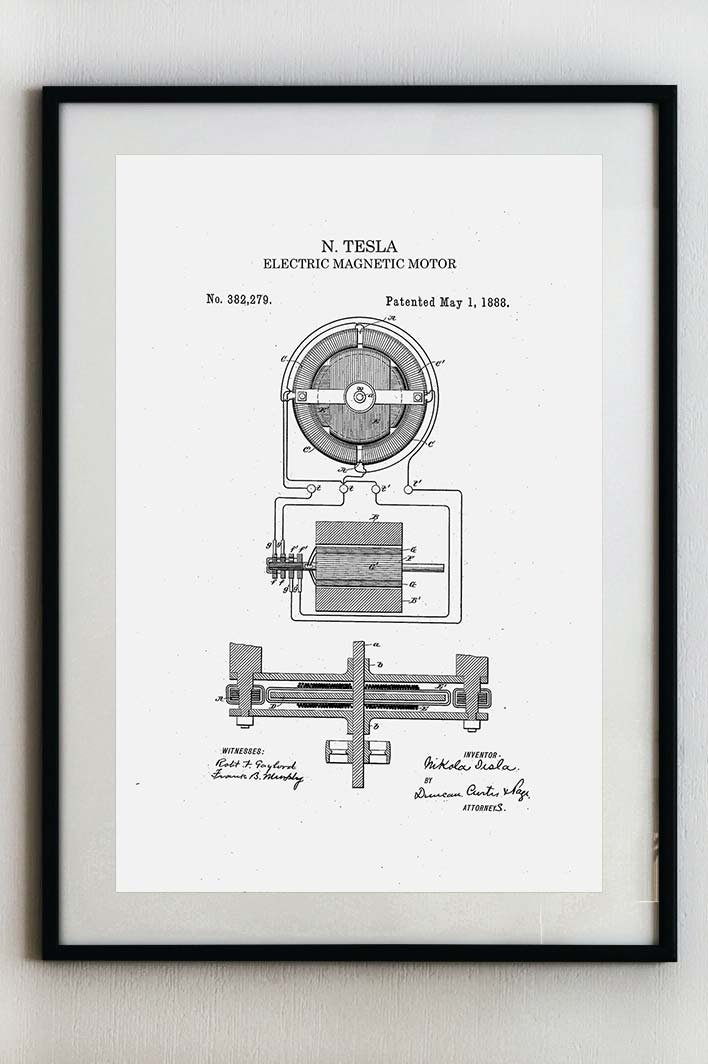 Tesla elektrický motor - Plakát A3