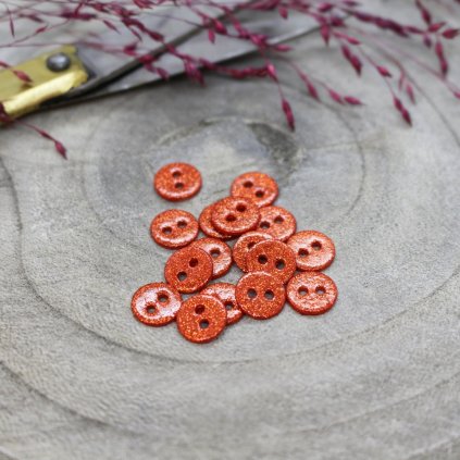 glitter button, tangerine (9mm)