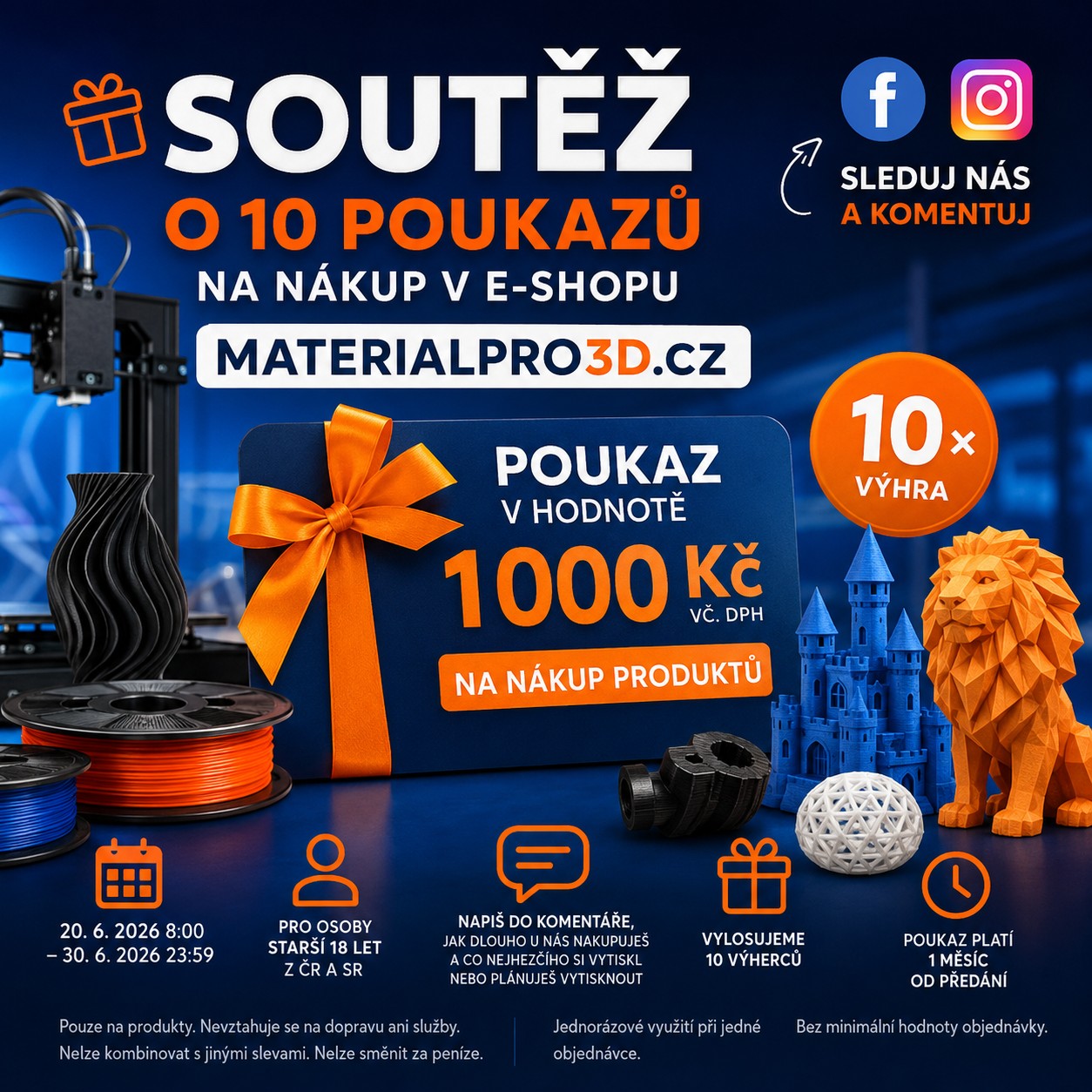 Pravidla soutěže o poukazy na nákup v e-shopu Materialpro3D.cz