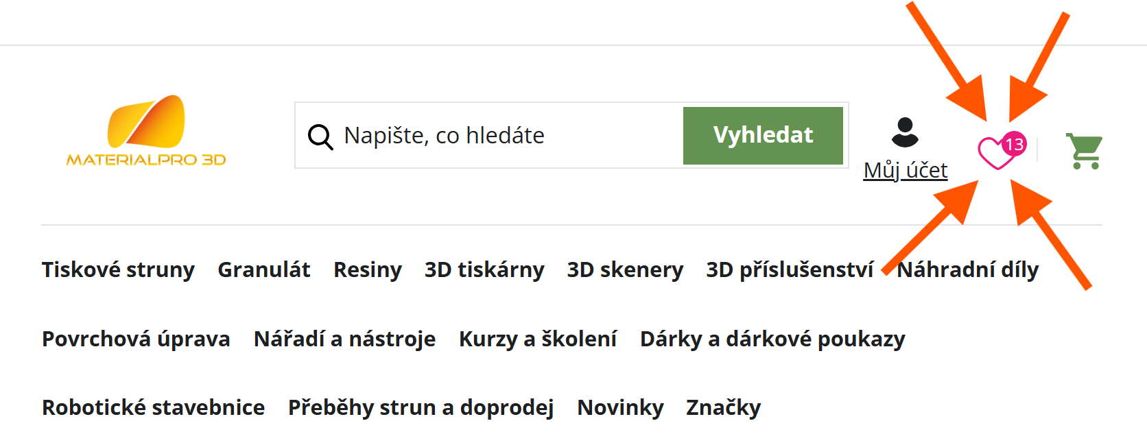 Otevíráme ❤️ na Materialpro3d.cz – ukládejte si oblíbené filamenty jedním kliknutím