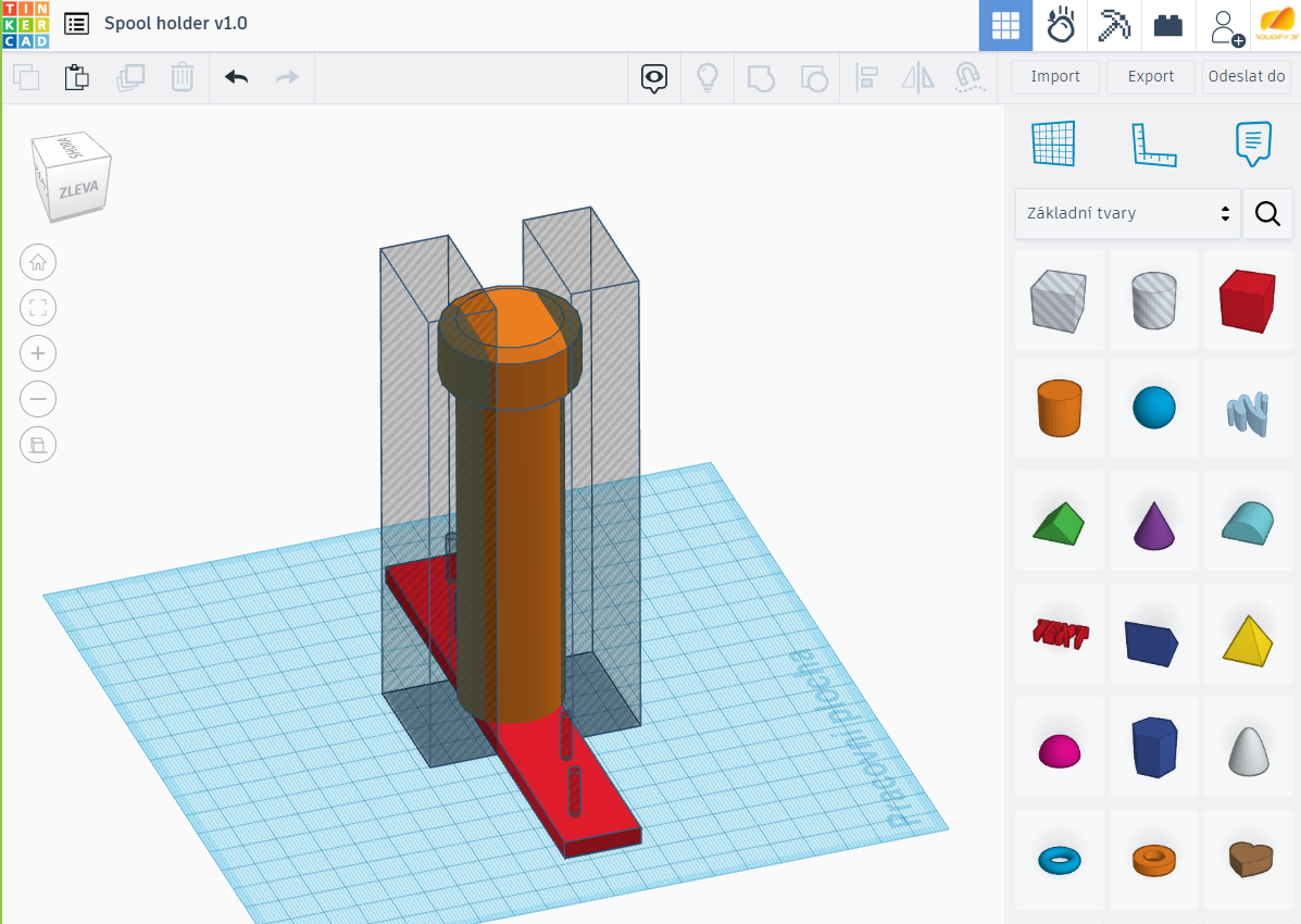 Tinkercad ukázka rozhraní