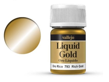 Barva Vallejo Liquid 70793 Rich Gold (Alcohol Based) (35ml)