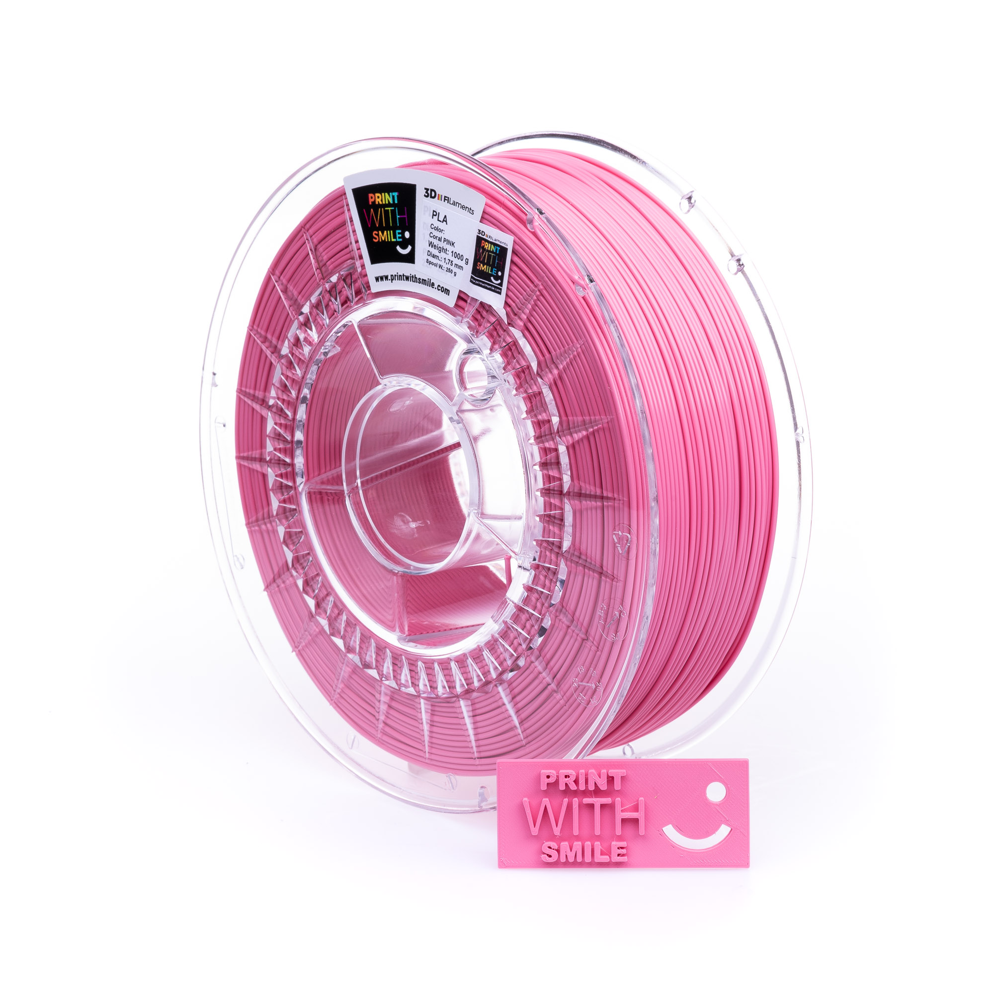 Levně PLA filament Coral Pink 1,75 mm Print With Smile 1 kg