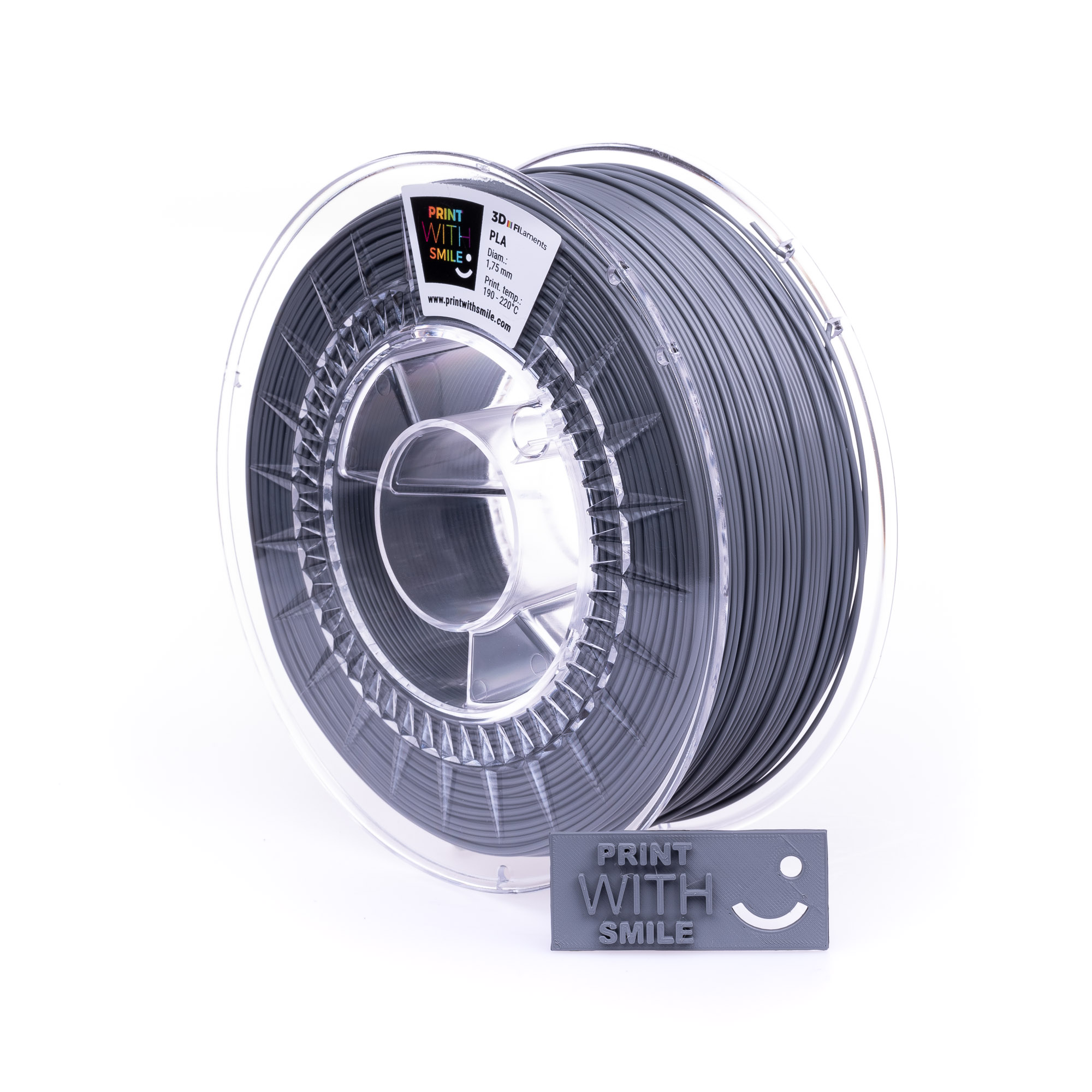 Levně PLA filament Grey 1,75 mm Print With Smile 1 kg
