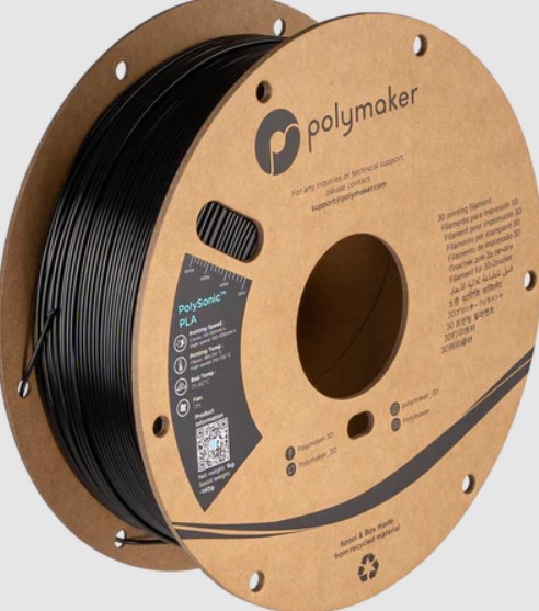 PolySonic PLA Polymaker, 1,75 mm, černá, 1 kg