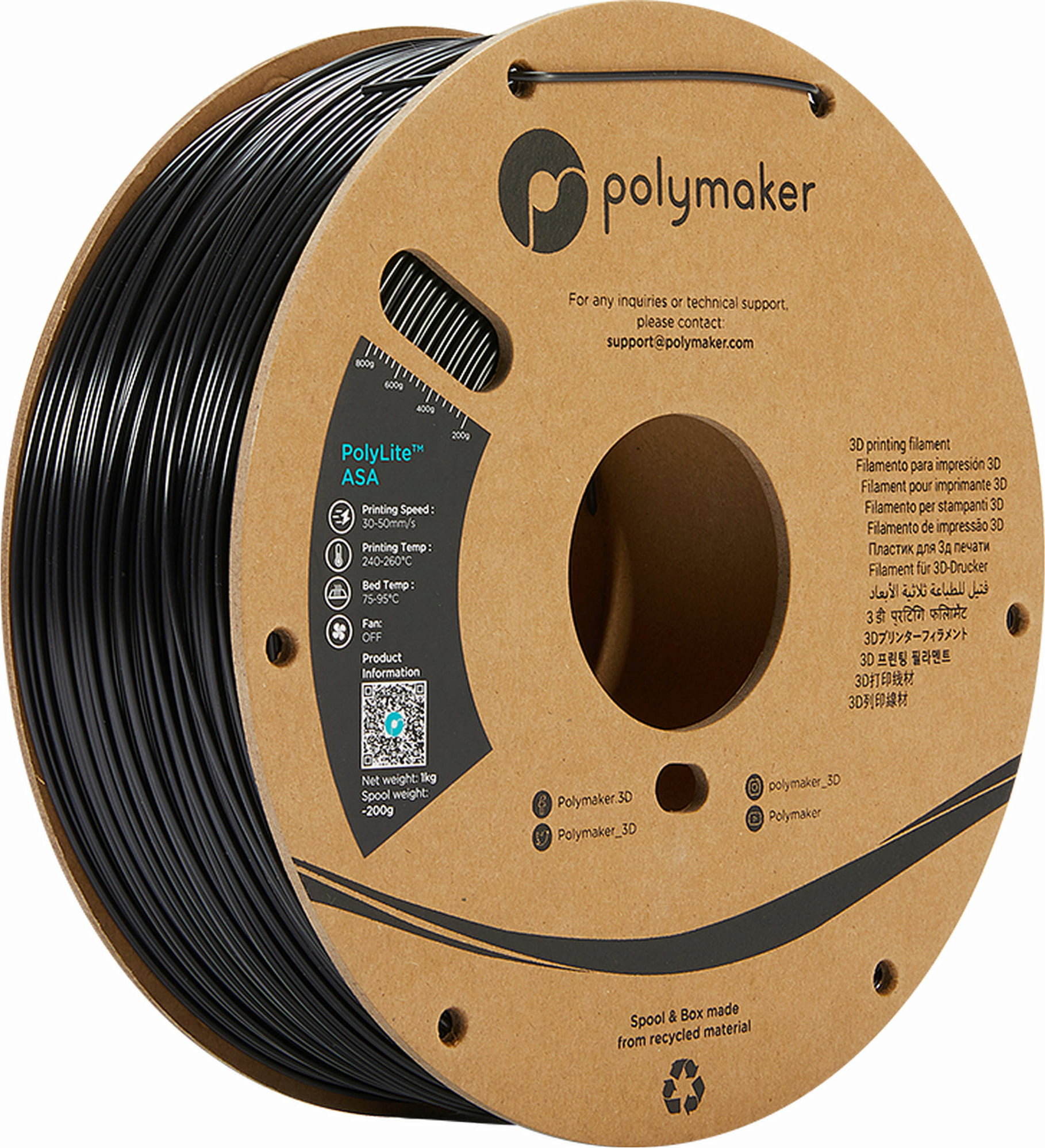 PolyLite ASA 1,75 mm Polymaker černá, 1 kg