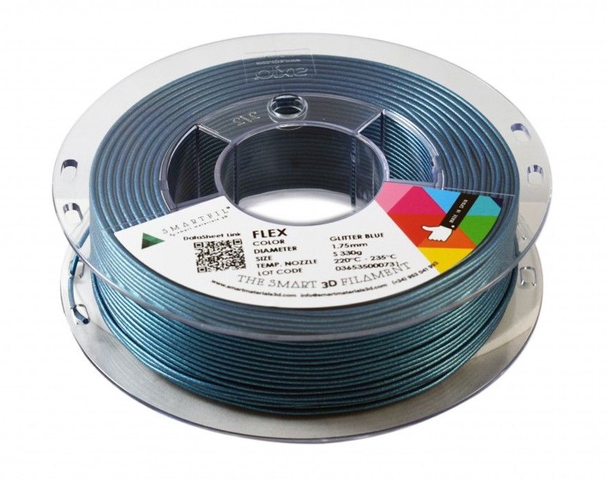 Levně FLEX filament třpytivý modrý Glitter Blue 750 g, 1,75 mm Smartfil 93A