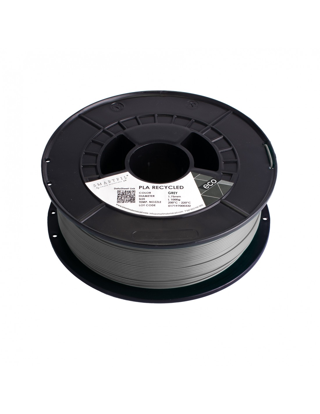 Levně PLA filament z recyklátu stříbrný (šedý) 1,75 mm Smartfil 1 kg