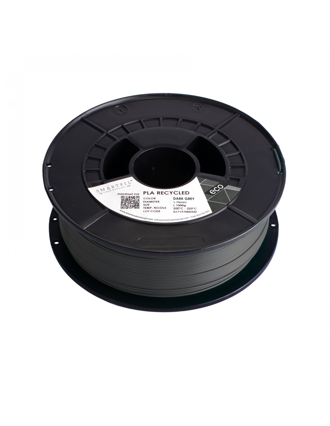 Levně PLA filament z recyklátu tmavě šedý 1,75 mm Smartfil 1 kg