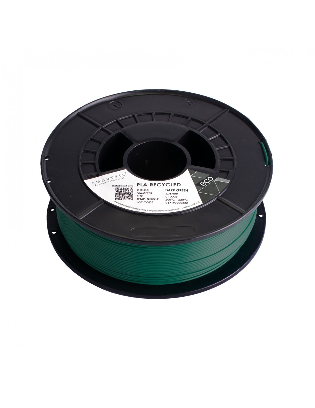 Levně PLA filament z recyklátu tmavě zelený 1,75 mm Smartfil 1 kg