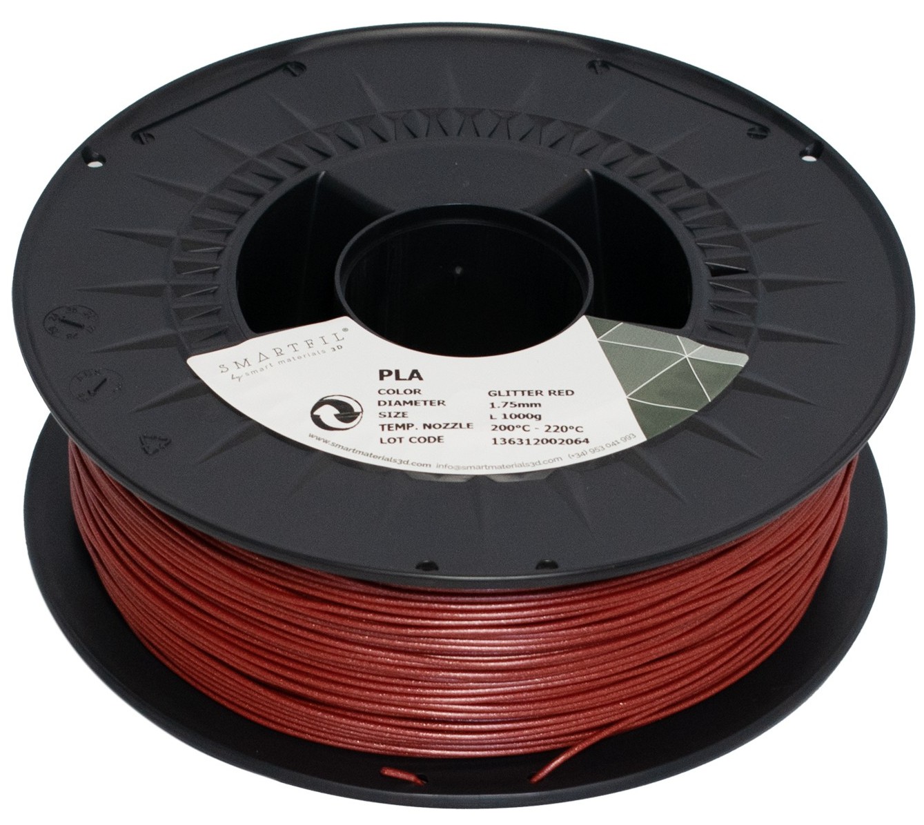 Levně PLA filament třpytivý červený Glitter Red 1,75 mm Smartfil 1 kg