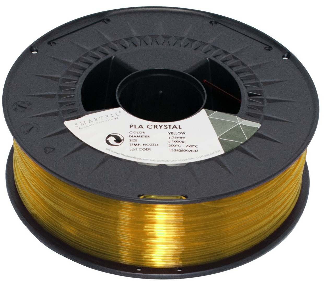 Levně PLA filament CRYSTAL Yellow 1,75 mm Smartfil 1 kg