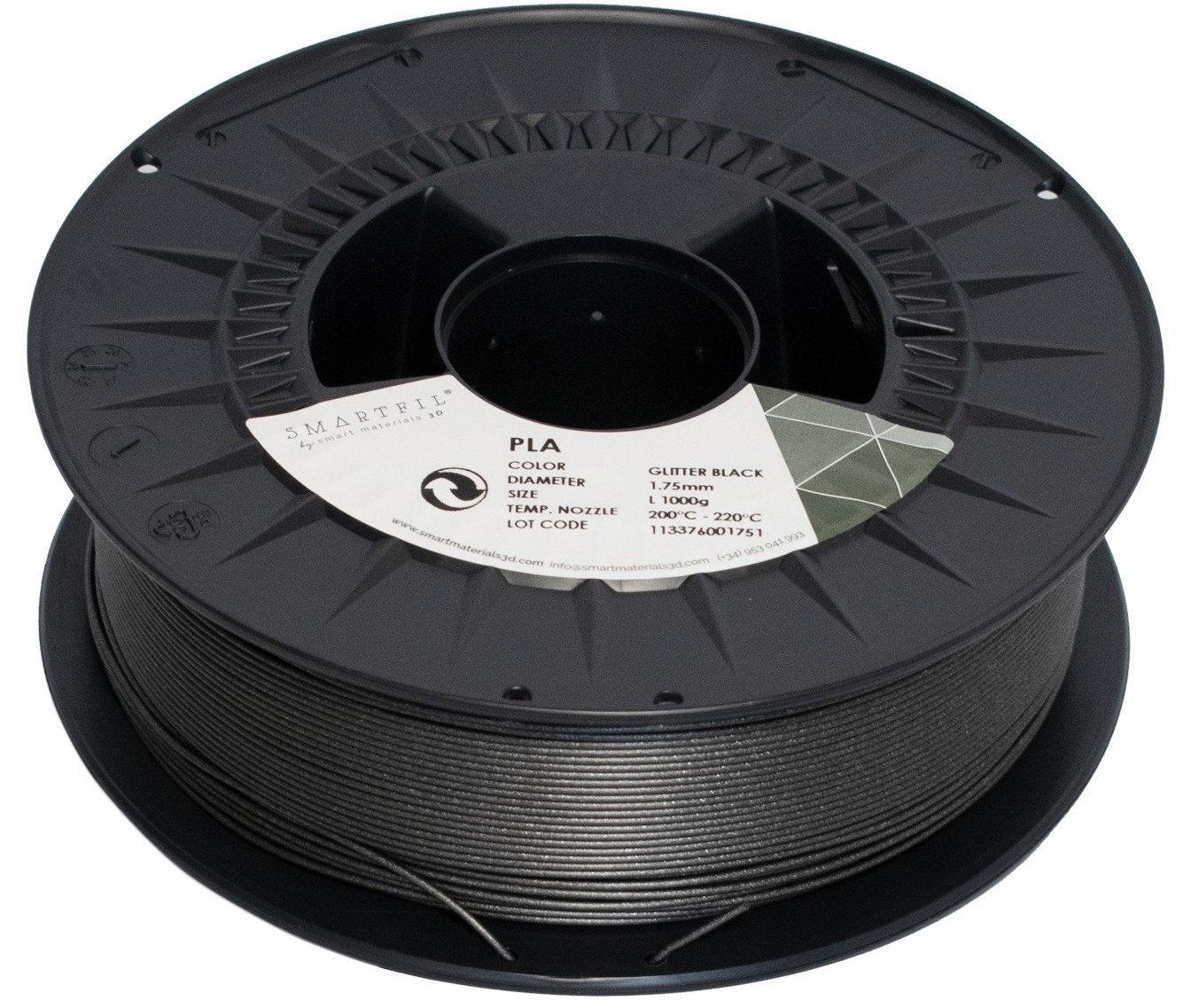 Levně PLA filament třpytivý černý Glitter Black 1,75 mm Smartfil 1 kg