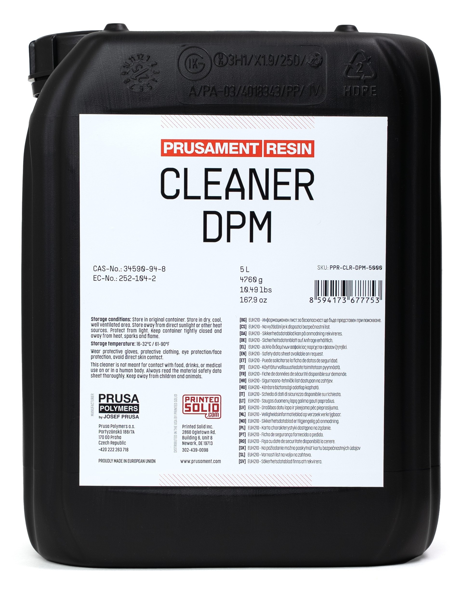 Levně Prusa Research Prusament Resin Cleaner DPM 5 l – rozpouštědlo pryskyřice pro SLA 3D tisk