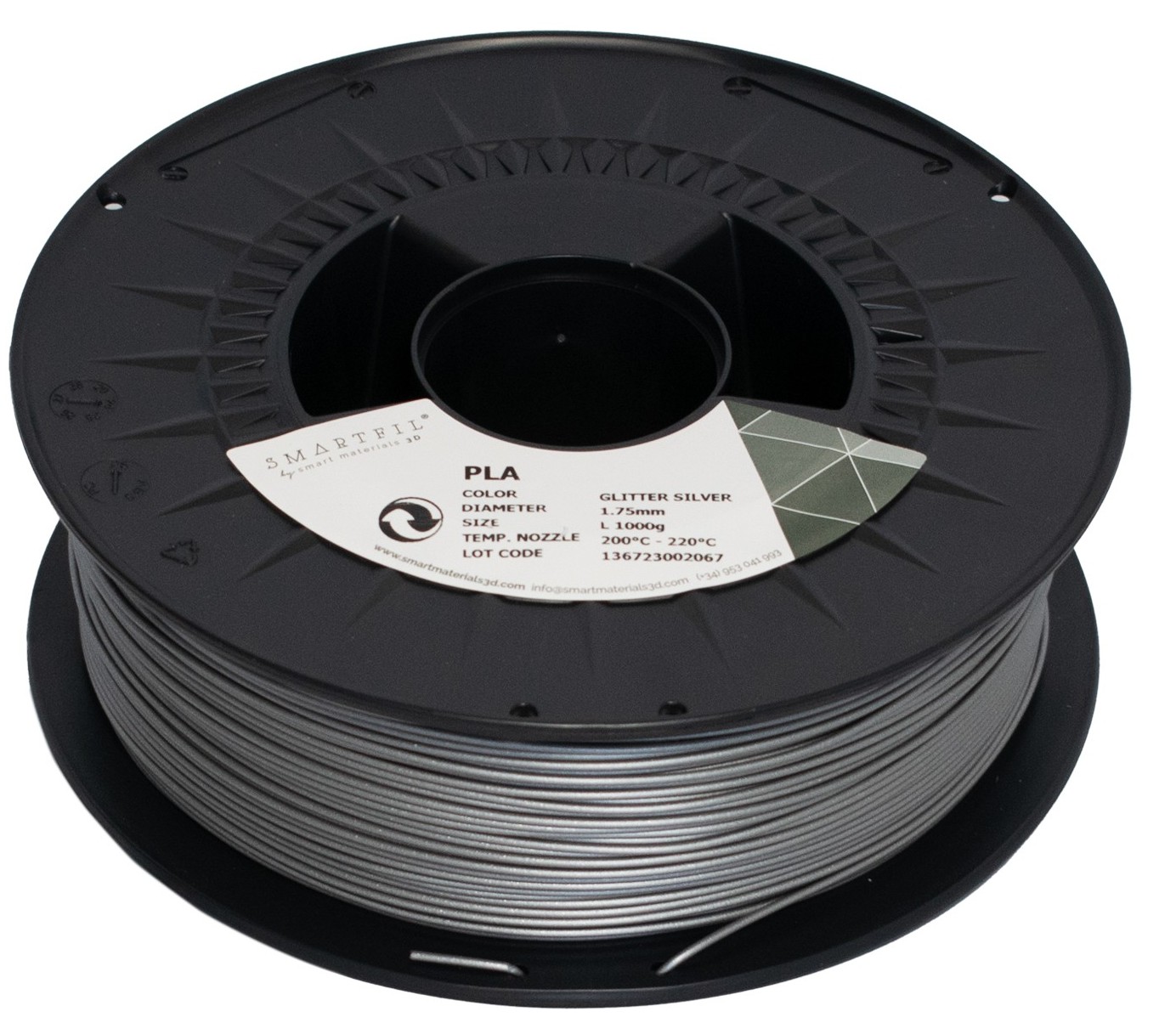 Levně PLA filament třpytivý stříbrný Glitter Silver 1,75 mm Smartfil 1 kg