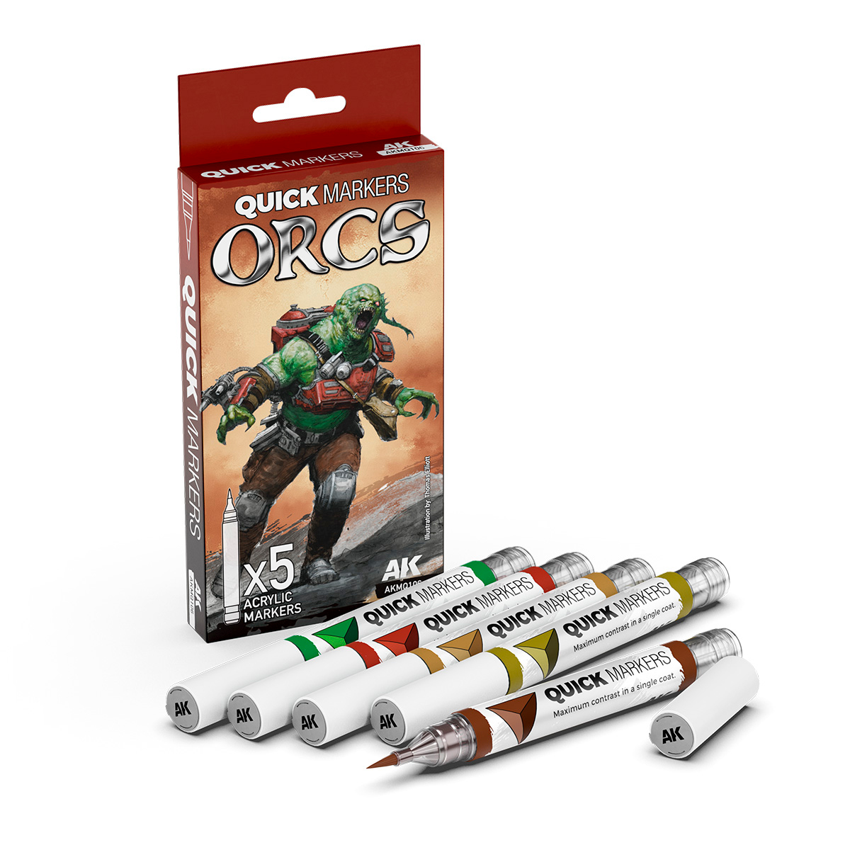 Levně AK Interactive AK QUICK MARKER SET AKMQ106 ORCS 5x akrylový fix