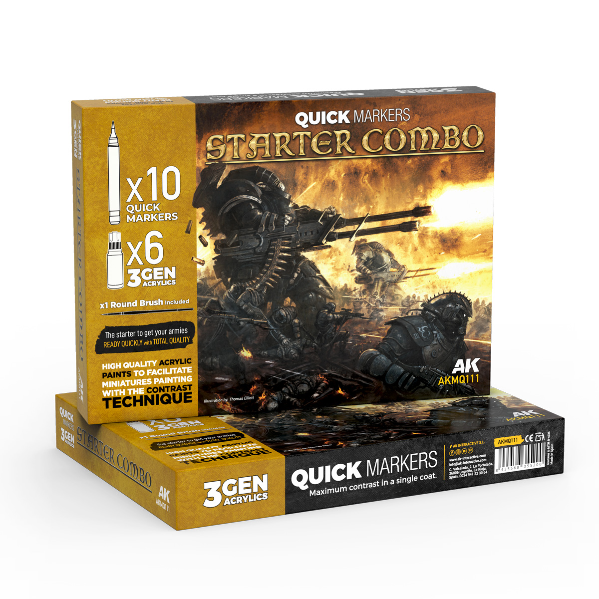 Levně AK Interactive AK QUICK MARKER SET + 3GEN SET AKMQ111 STARTER COMBO (10x + 6x) + brush