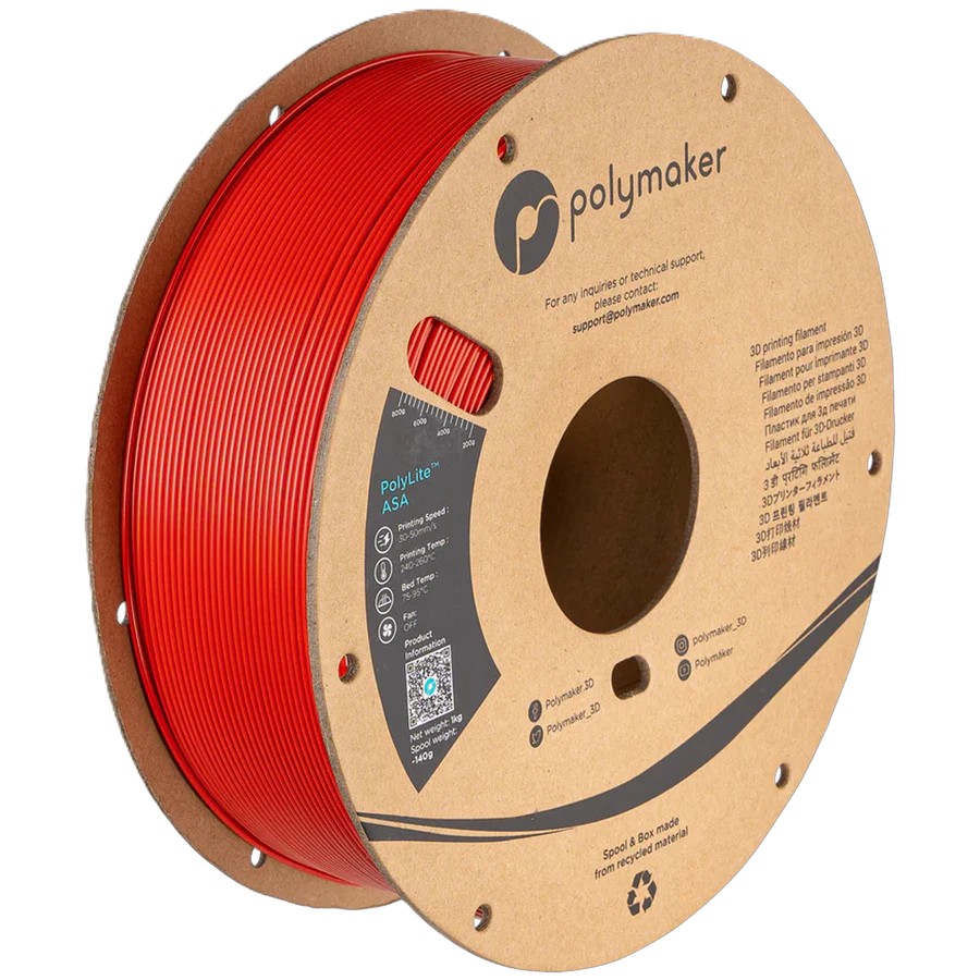 Levně ASA filament 1,75 mm Polymaker červený 1 kg