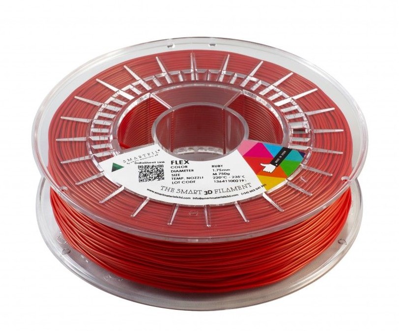 Levně FLEX filament rubínově červený 1,75 mm Smartfil 93A Cívka: 0,75 kg