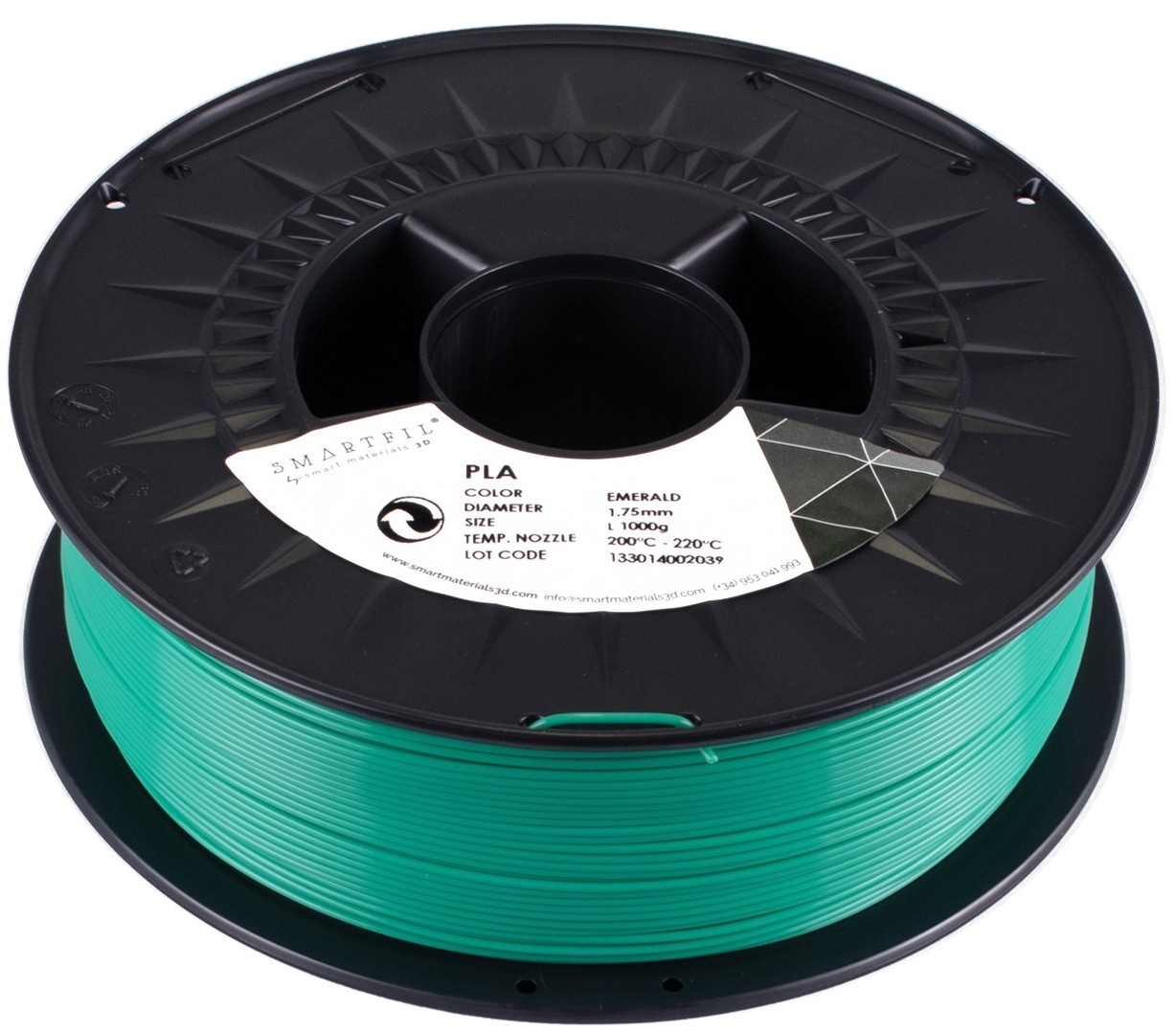 Levně PLA filament smaragdově zelený 1,75 mm Smartfil 1 kg