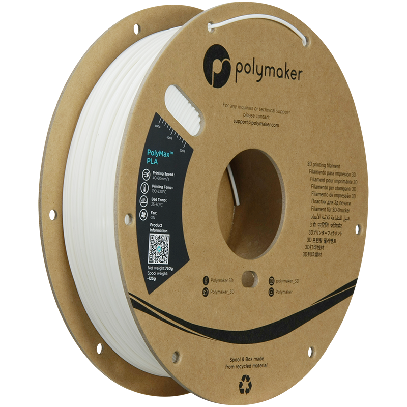 Tough PLA PolyMax filament bílý 1,75mm Polymaker 750g