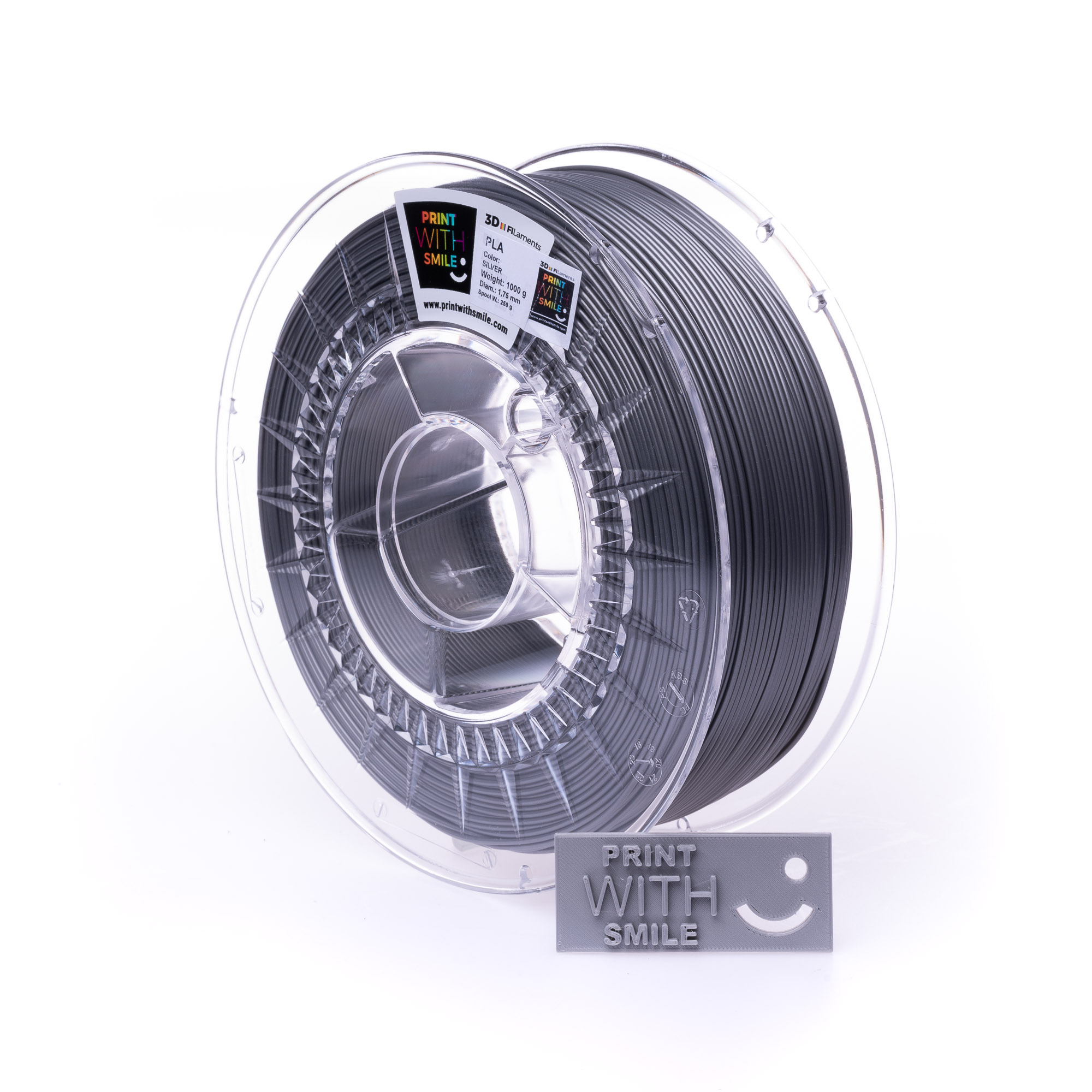 Levně PLA filament Silver 1,75 mm Print With Smile 0,5 kg