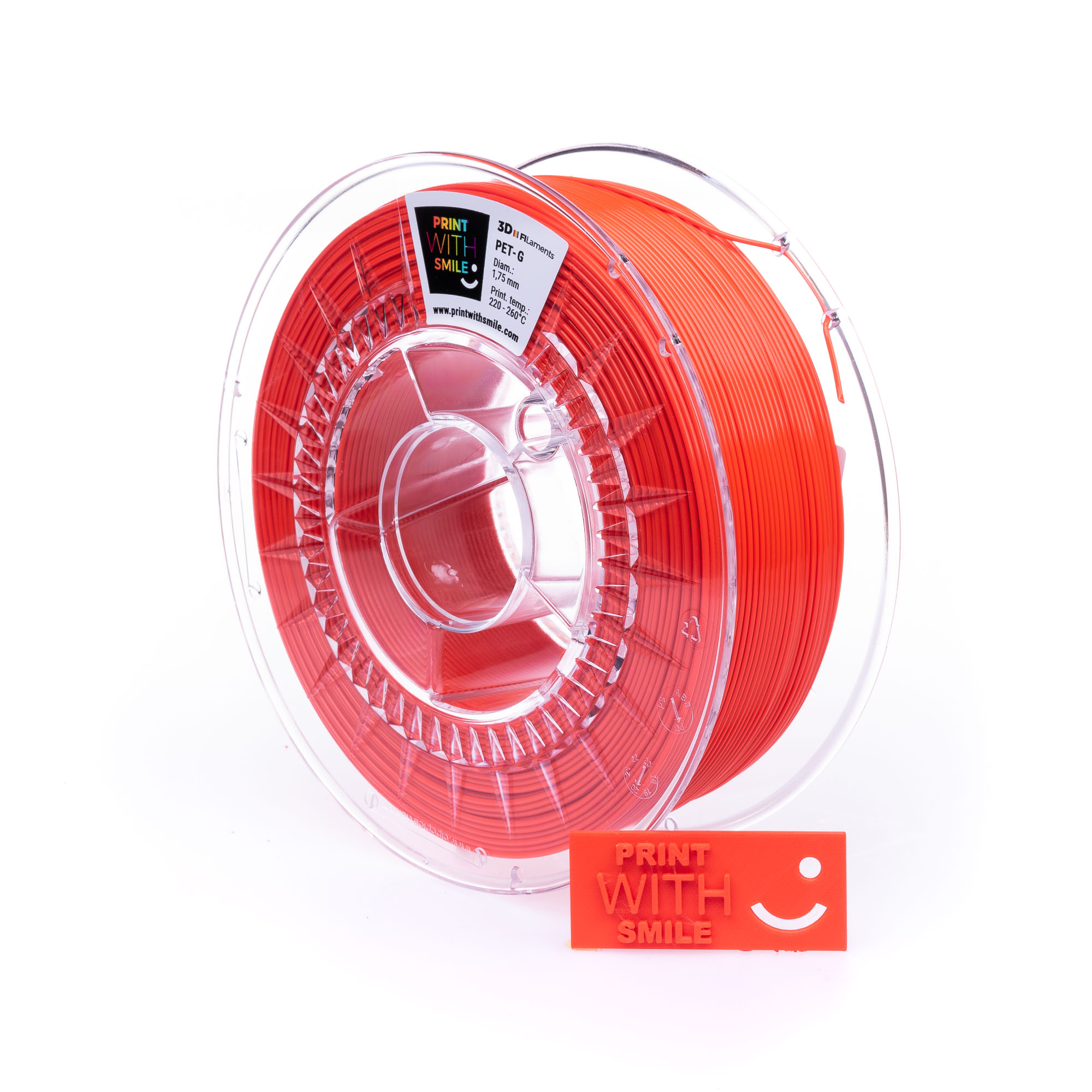 Levně PET-G filament Neon Red 1,75 mm Print With Smile 1 kg