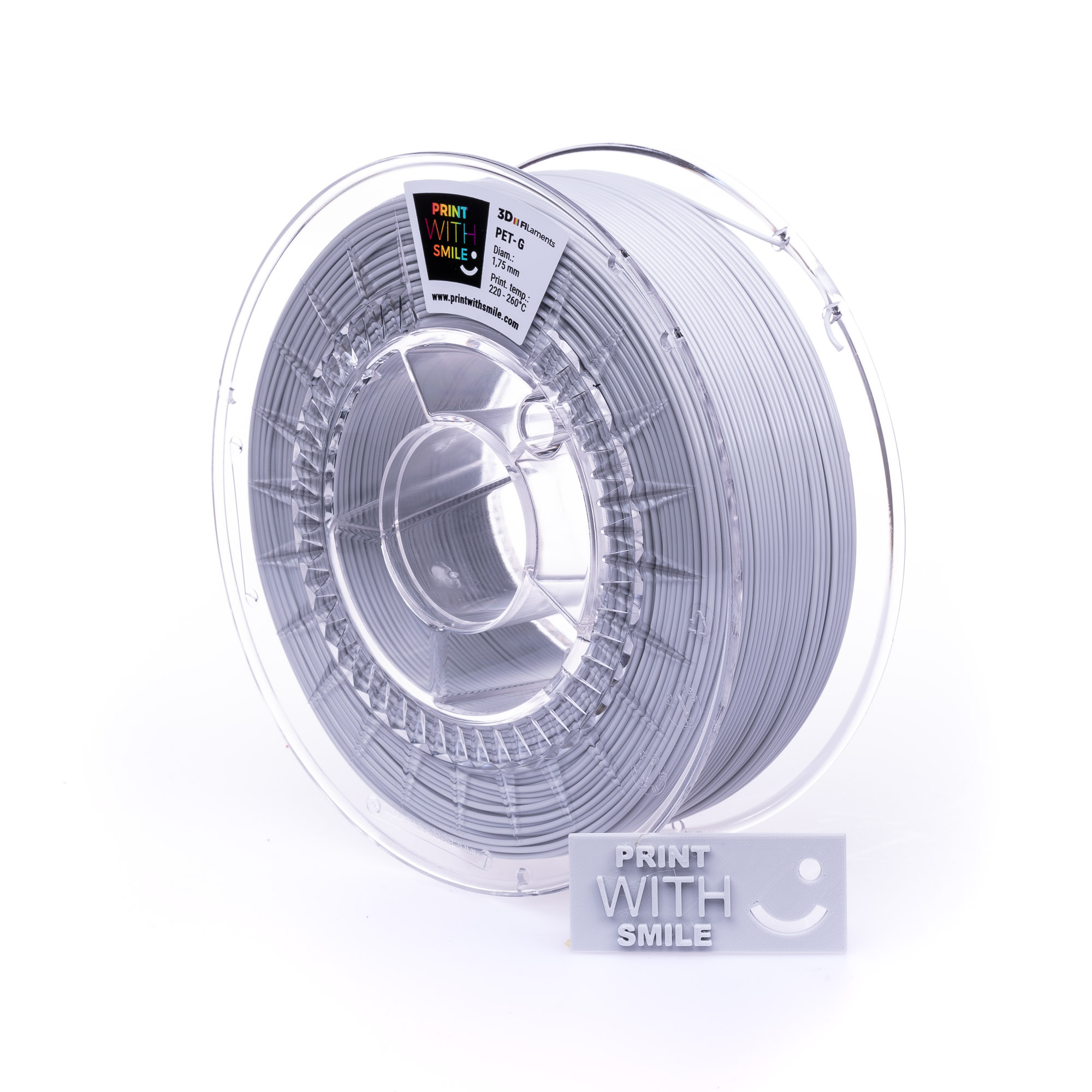Levně PET-G filament Light Grey 1,75 mm Print With Smile 1 kg