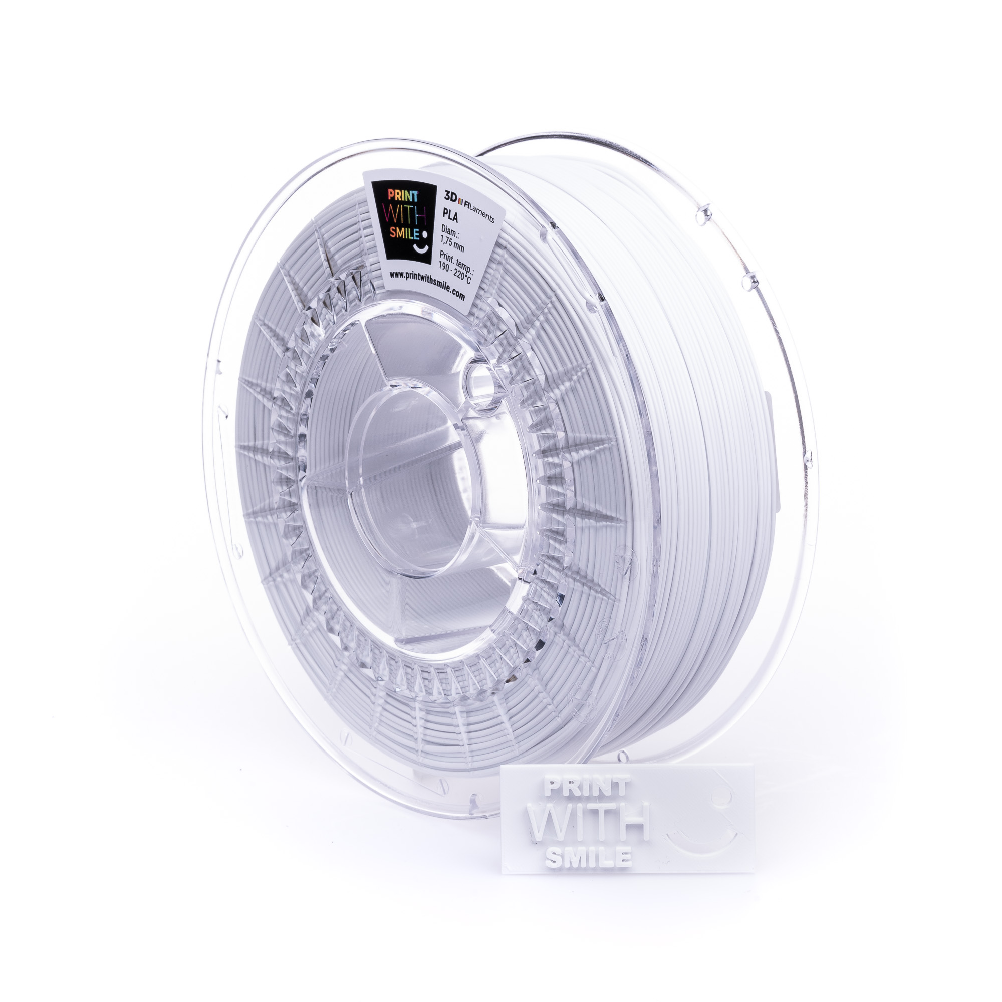 Levně ABS filament white 1,75 mm Print With Smile 1 kg